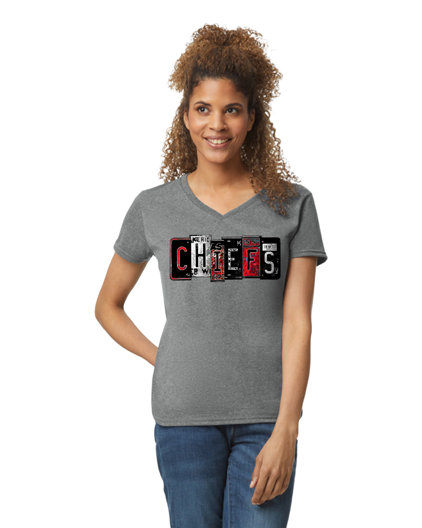 Womens licensed plate lettered Chiefs shirt