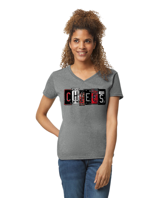 Womens licensed plate lettered Chiefs shirt